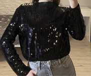 Czarny sweter z cekinami ZARA