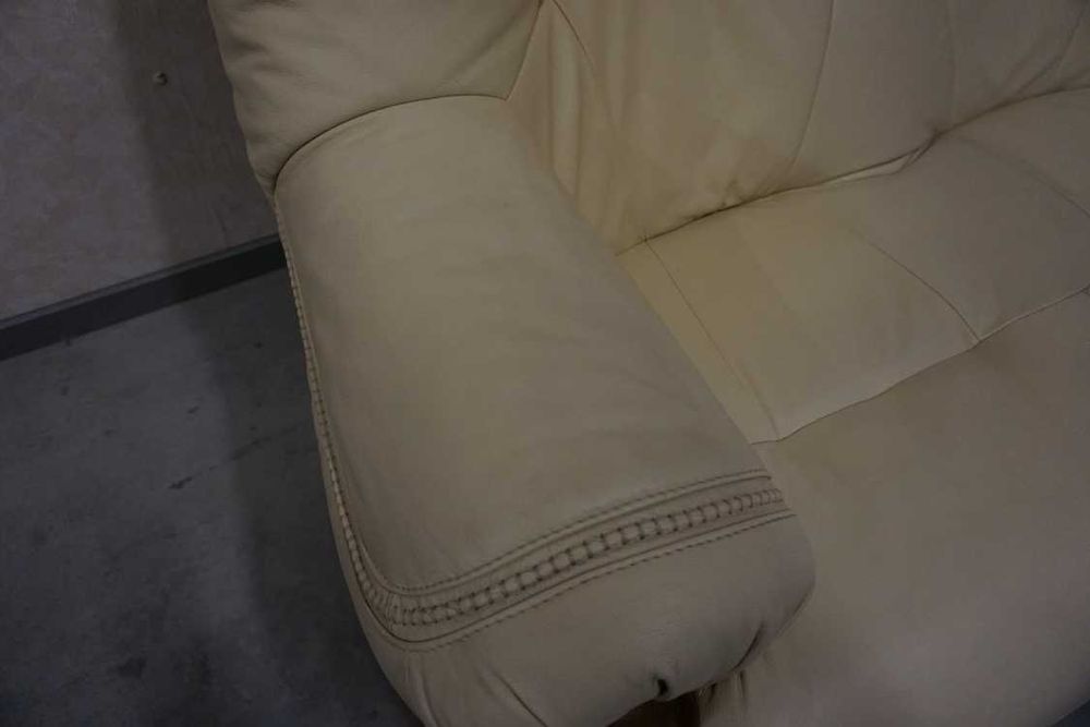 Zestaw na Stelażu Dębowym 3+1 Skóra Naturalna Jasna + Szuflady w-1116