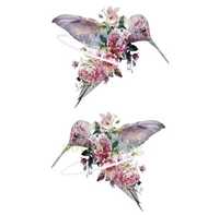 Tatuaż Wodny Zmywalny Koliber Kwiaty 6 x 10,5cm