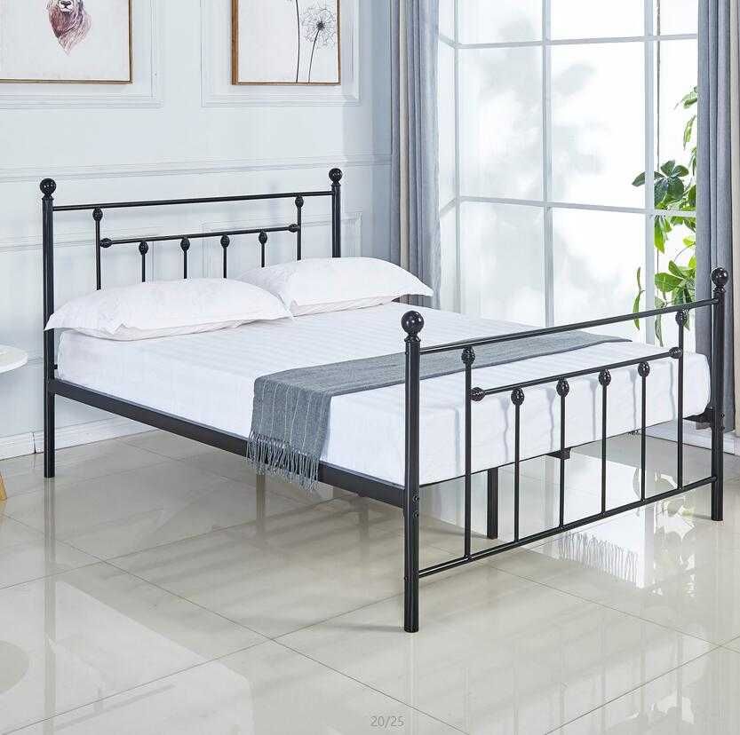 Łóżko metalowe 140x200 czarne loft metalowy stelaż podwójne sypialnia