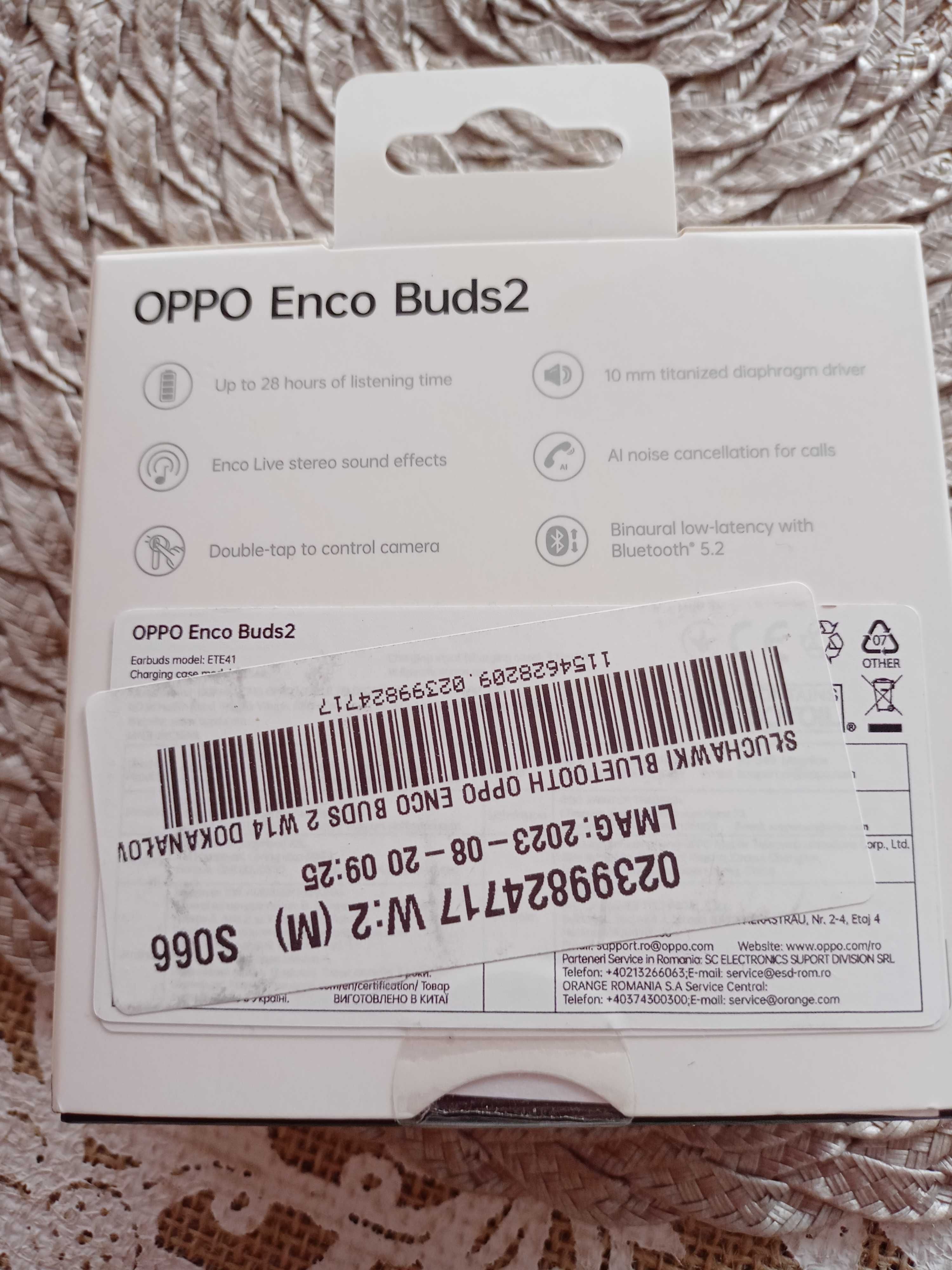 Nowe nie rozpakowane słuchawki bluetooth OPPO Buds 2-białe-zamiana