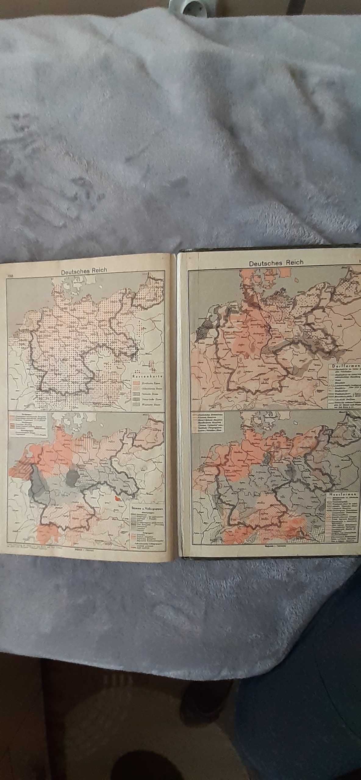 Stary przedwojenny niemiecki atlas geograficzny.