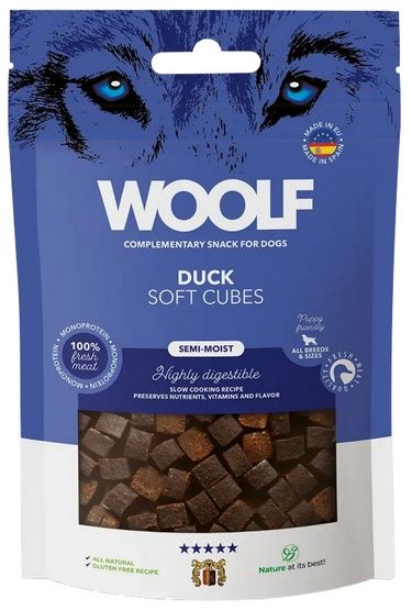 Miękki i zdrowy przysmak monoproteinowy dla psa Woolf 85% Kaczka 100g