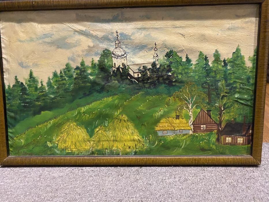 Obraz pejzaż z widokiem na kościół