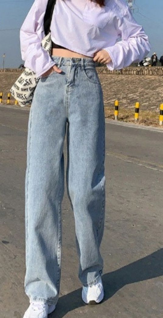 джинсы палаццо с высокой талией