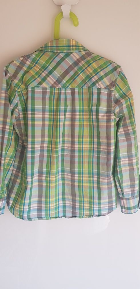 Geox, koszula chłopięca, kratka, bawełna, zielona,dł.rękaw, r.6lat,116