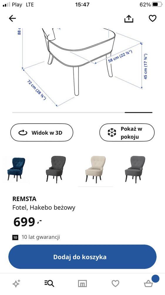 Sprzedam fotel/krzesło ikea remsta