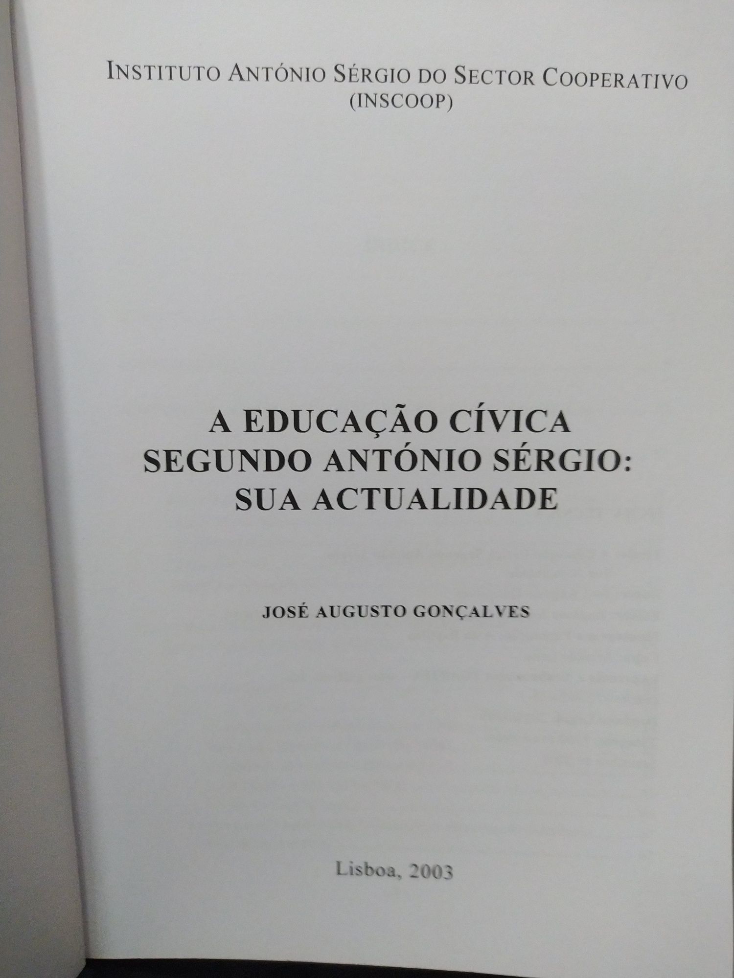 Livro - Educação Civica segundo Antonio Sergio