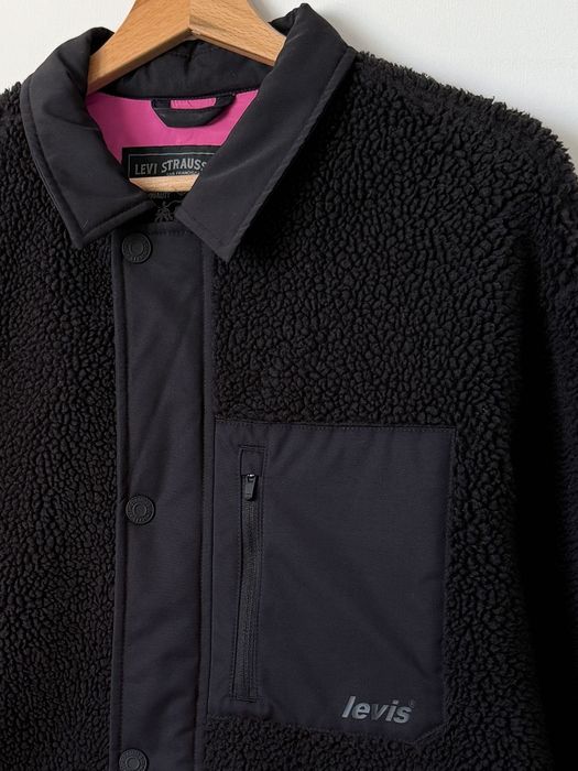 Levis Levi’s kurtka przejściowa koszulowa Sherpa czarna baranek polar