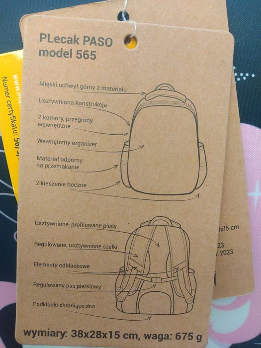 Tornister, plecak szkolny dla dziewczynki z workiem na buty PASO