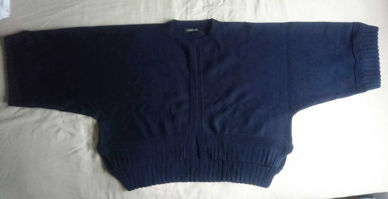 Jaeger Cos Cardigã Azul Marinho Lã Pura Manga 3/4 Blue Wool Cardigan M