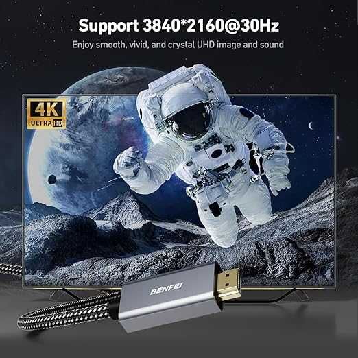 4K DisplayPort do HDMI o długości 0,9M jednokierunkowy kabel ekranowy