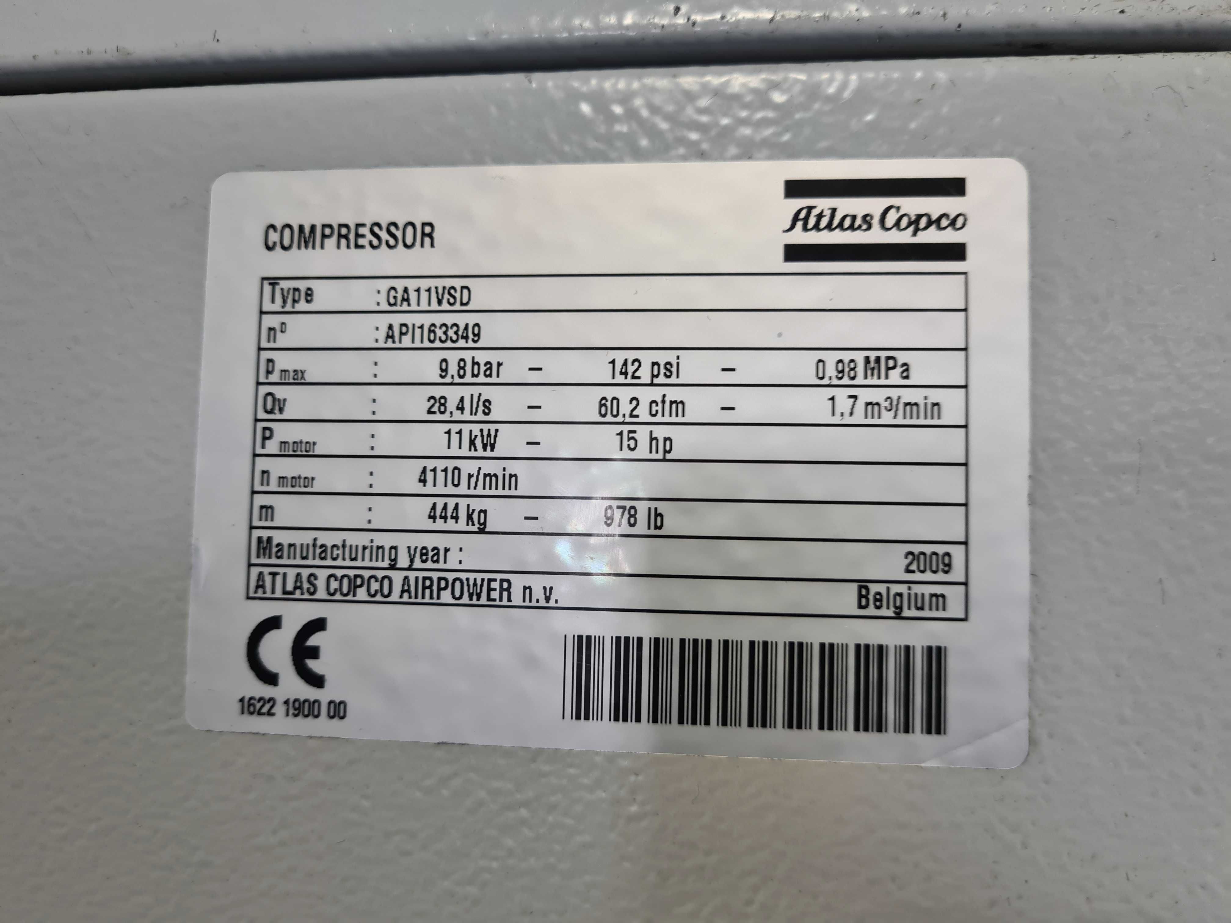 kompresor śrubowy Atlas Copco GA 11 VSD