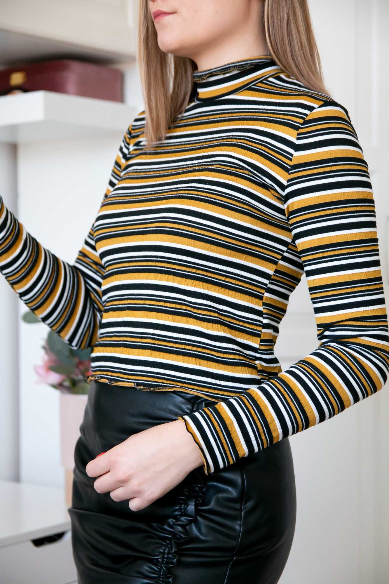 Sweter golf paski lata 90-te Bershka XS S 36 34