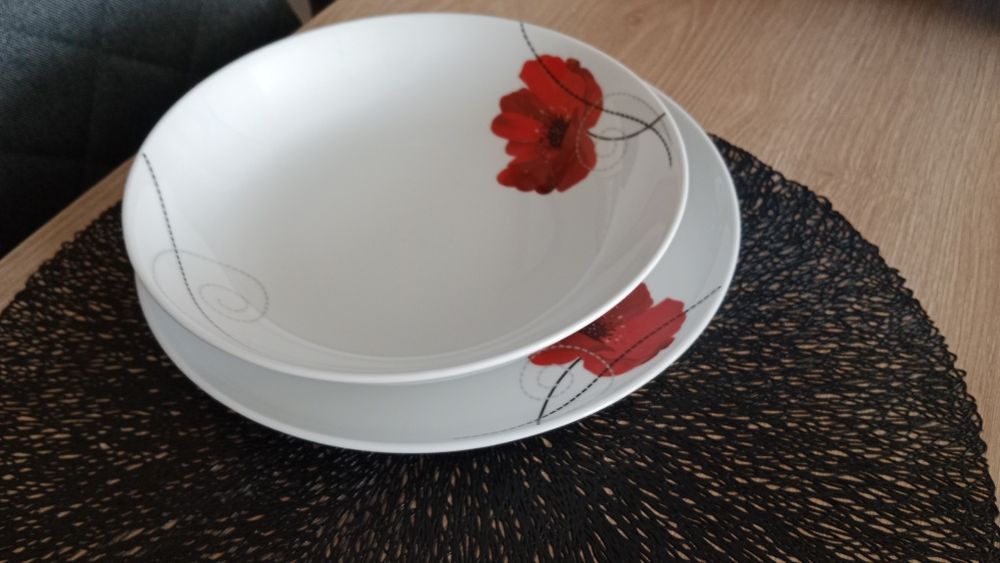 Serwis obiadowy na 6 osób talerze porcelana Chodzież Rita maki zastawa