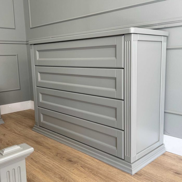 Білий комод з дерева та МДФ в Одесі, дерев'яний комод на 4 ящики