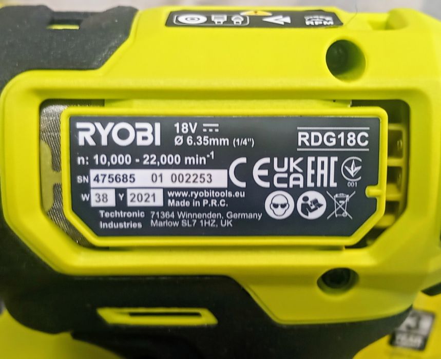 Zestaw RYOBI frezarka / polerka RDG 18c HP 18v bateria ładowarka ONE+