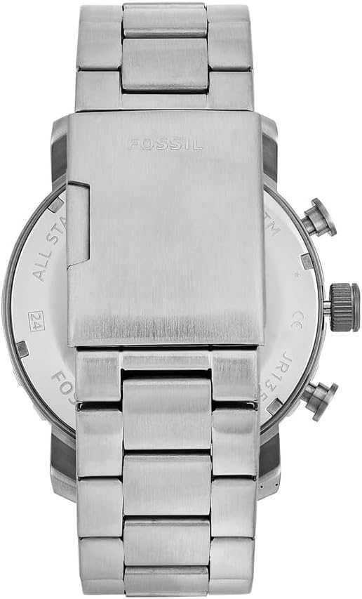 Fossil Męski Nate Jr1353 Zegarek na Rękę, Srebrny/Czarny, Ø 50 mm