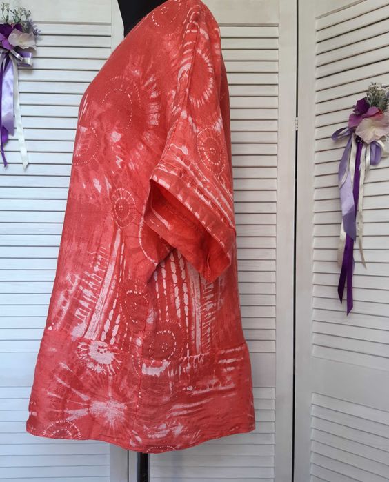 Блуза большого размера оверсайз в абстрактный принт лен италия glossy