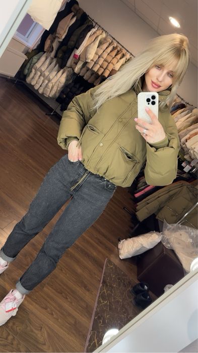 Демісезон зимова куртка вкорочений бомбер пуфер пуховик молодіжні zara
