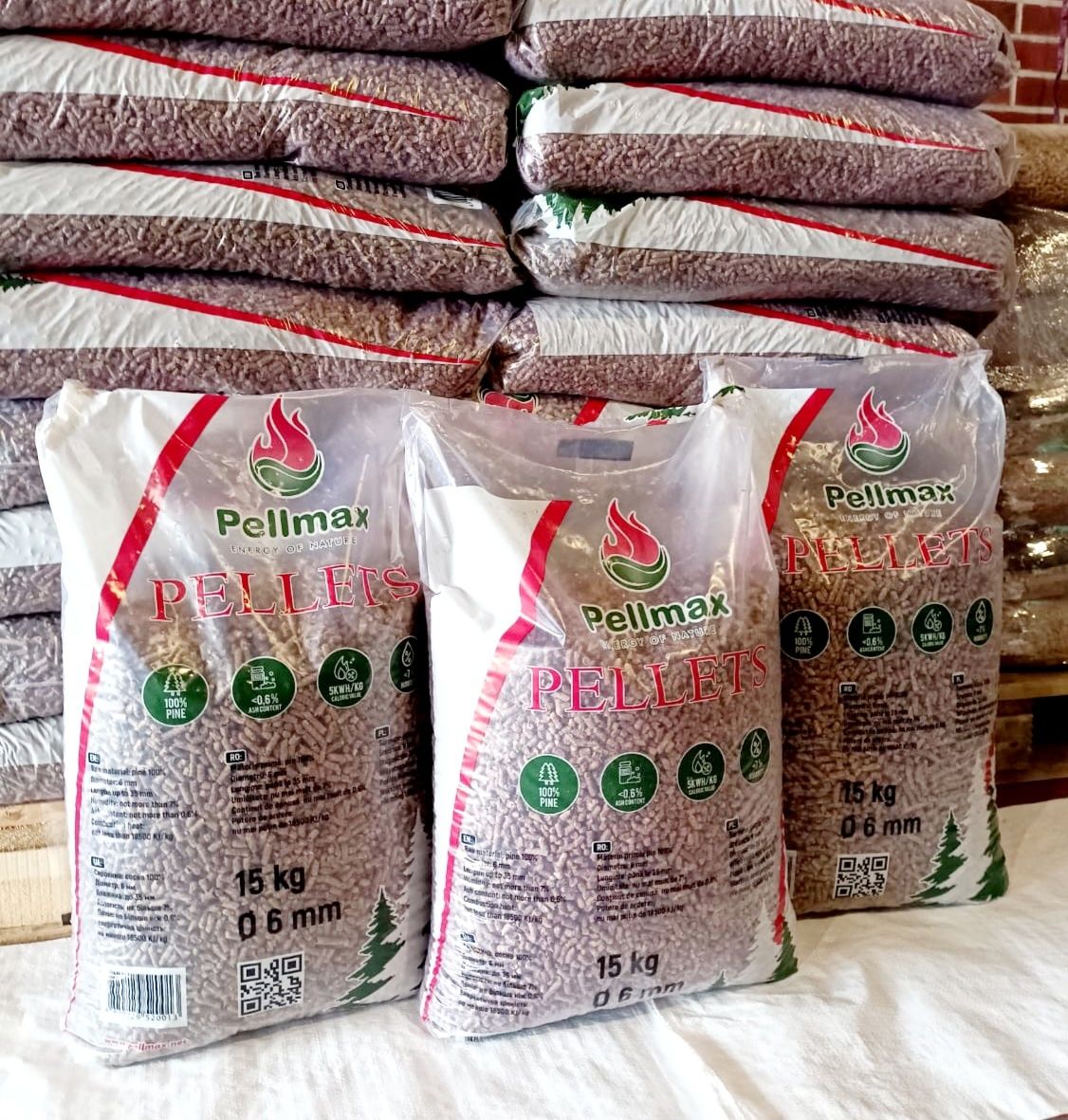 Pellet PELLMAX (990kg) 18,5 MJ/kg Pellegreeno pelet workowany po 15kg