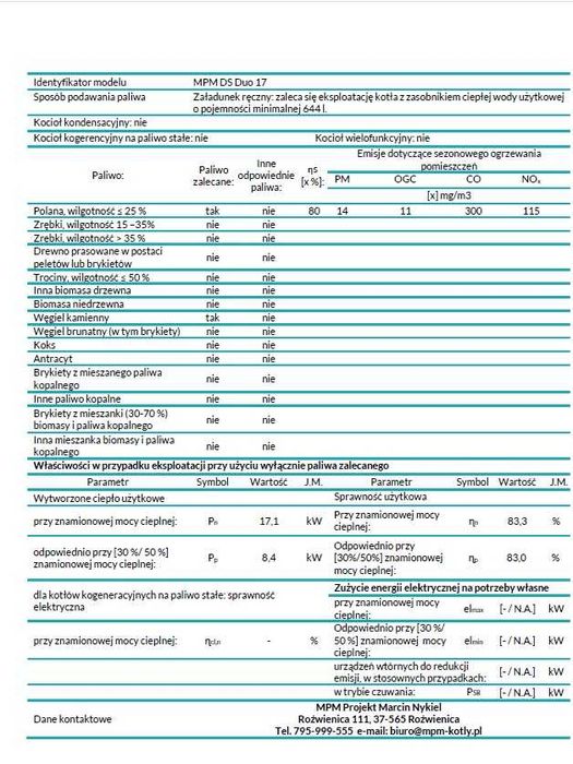 Kocioł MPM DS Duo DREWNO - WĘGIEL bez bufora