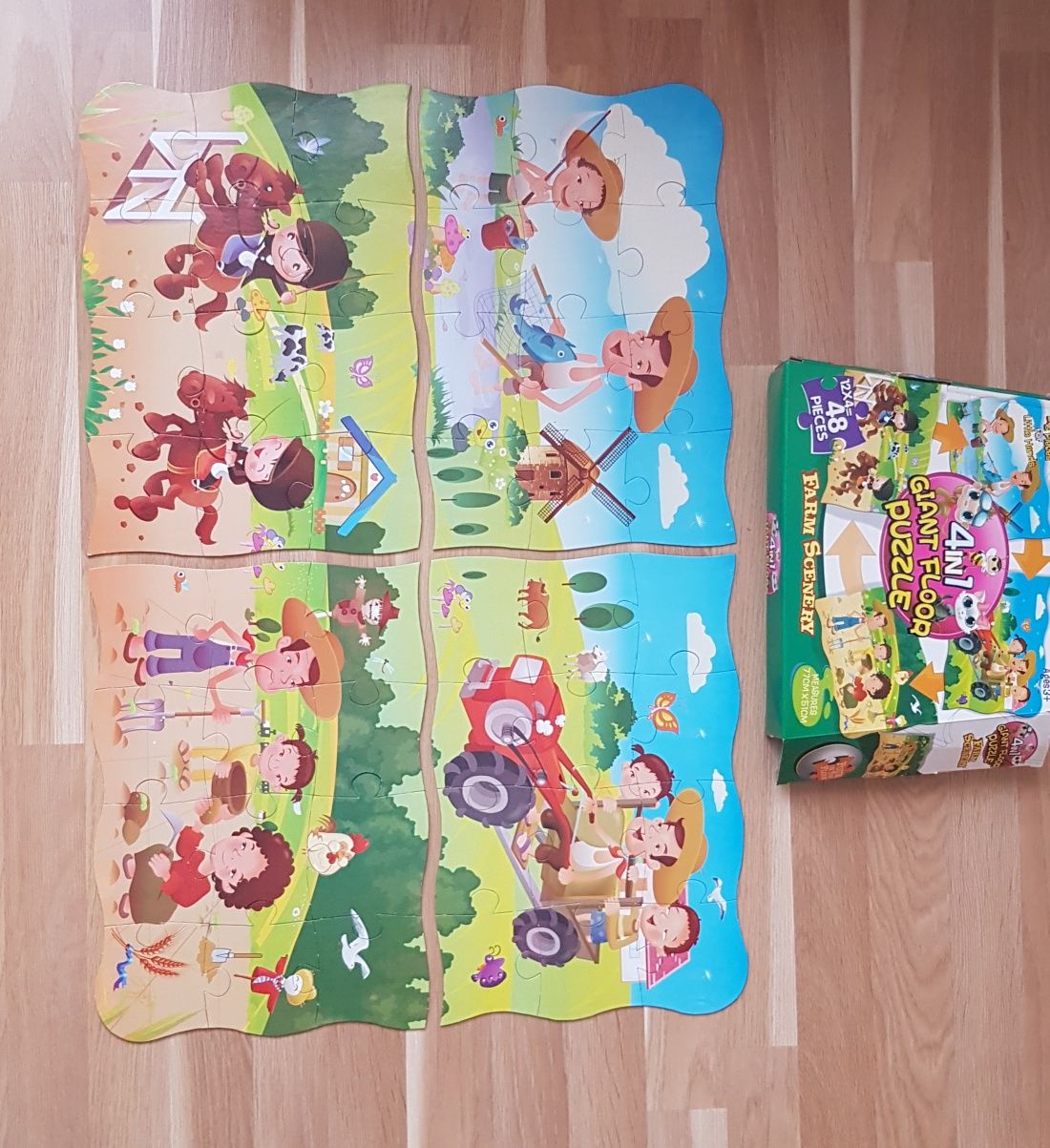 Puzzle Masza i Niedźwiedź  3+ oraz  puzzle 4w1 Farma 3+