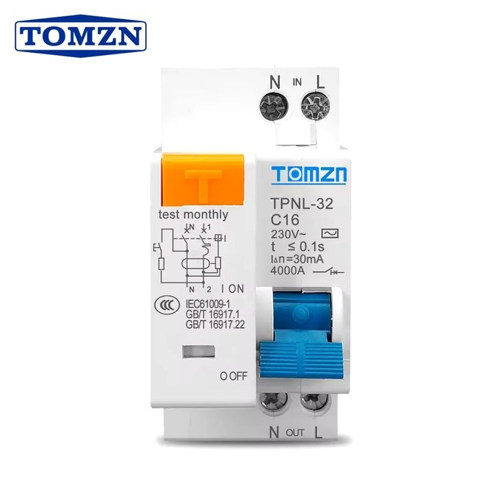 Автомат диференціальний 20А 30мА, дифавтомат АС, TOMZN TPNL-32-C20