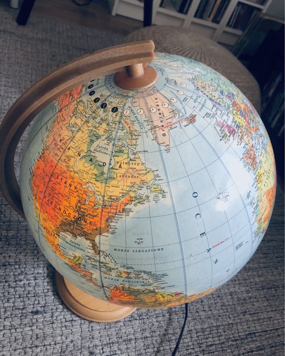 Globus podświetlany kula ziemska lampa mapa świata duży retro