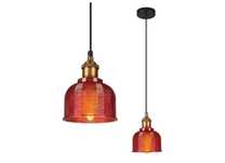 Lampa Industrialna Wisząca Szklana Loft Czerwona