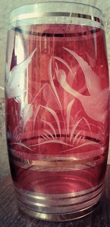 Цветной рубиновый хрусталь ваза хрустальная гдр Чехословакия