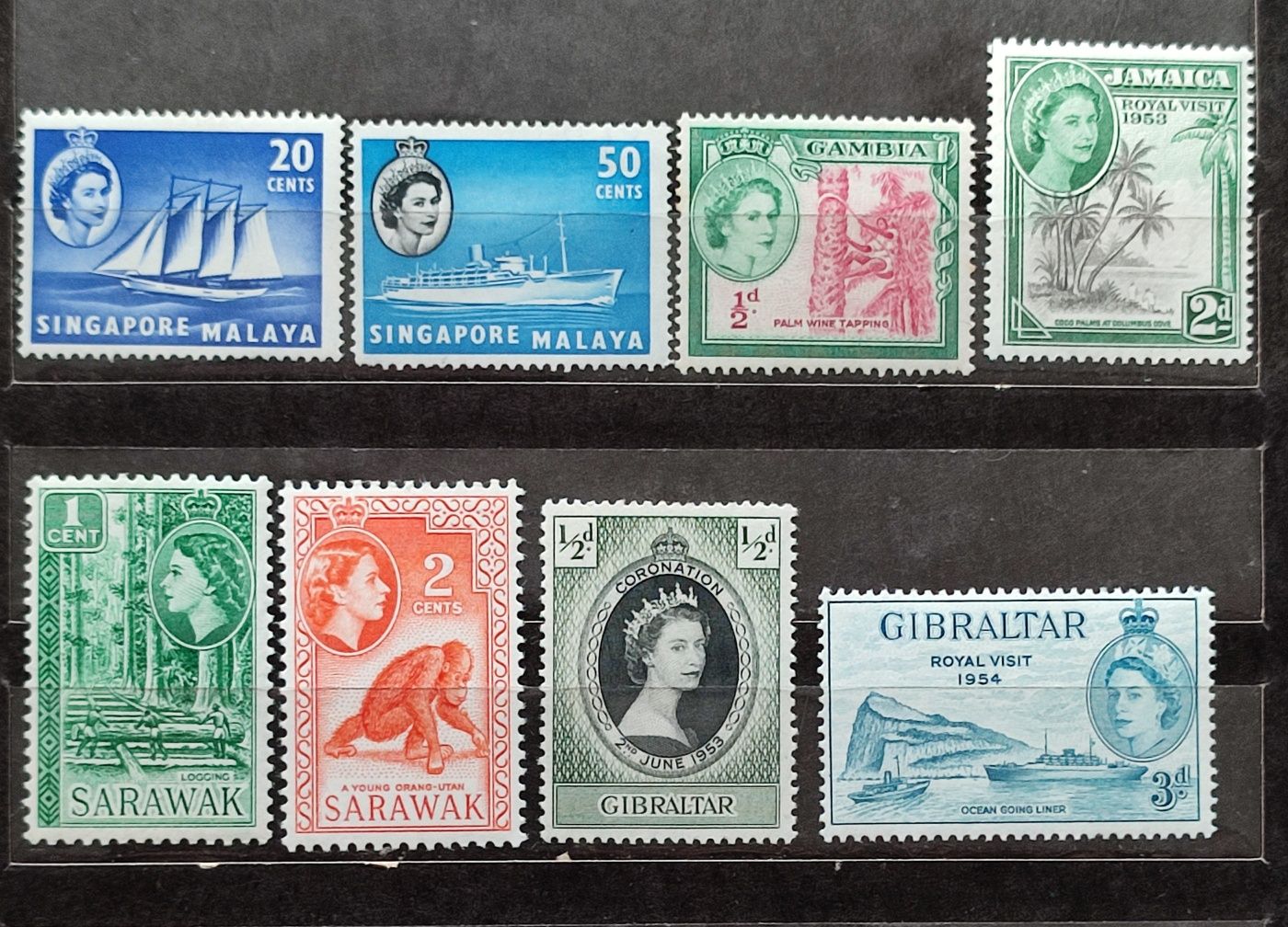 Марки колоний Британии 1953-54,77 гг
