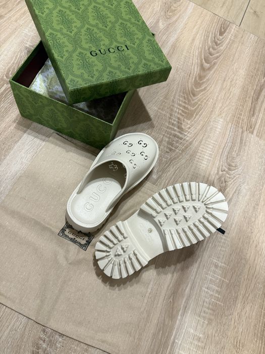 Klapki Gucci Sandały Chodaki Platforma Platform GG