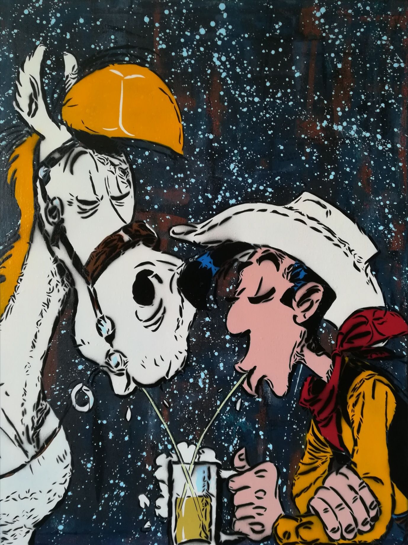 Tintin & Milu pintura original em tela