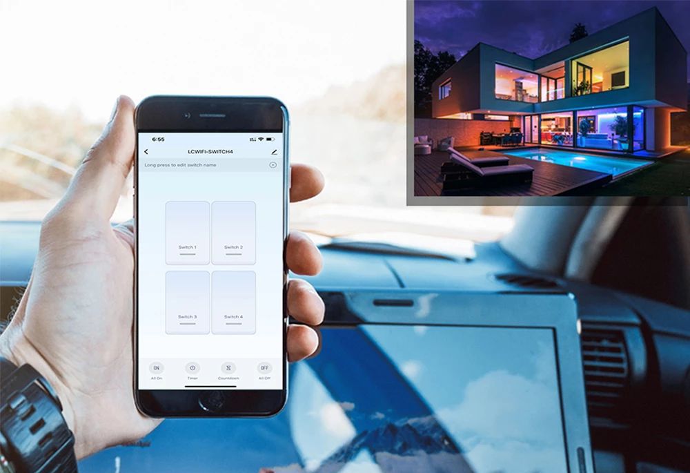 Dotykowy włącznik światła WiFi ART szklany pojedynczy szary smart home