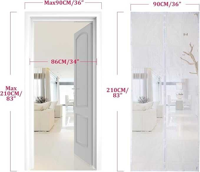 Apalus - Moskitiera na drzwi, magnetyczna, 90x210 cm, biała