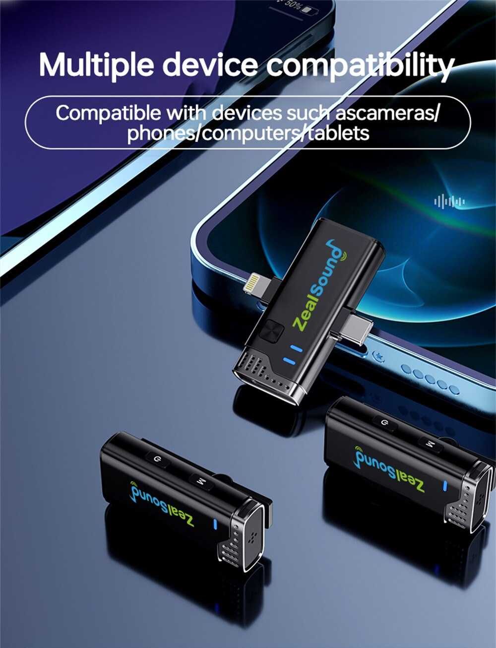 Mikrofon Krawatowy Zealsound V7 Pro pasuje do złączy iPhone i Typu C