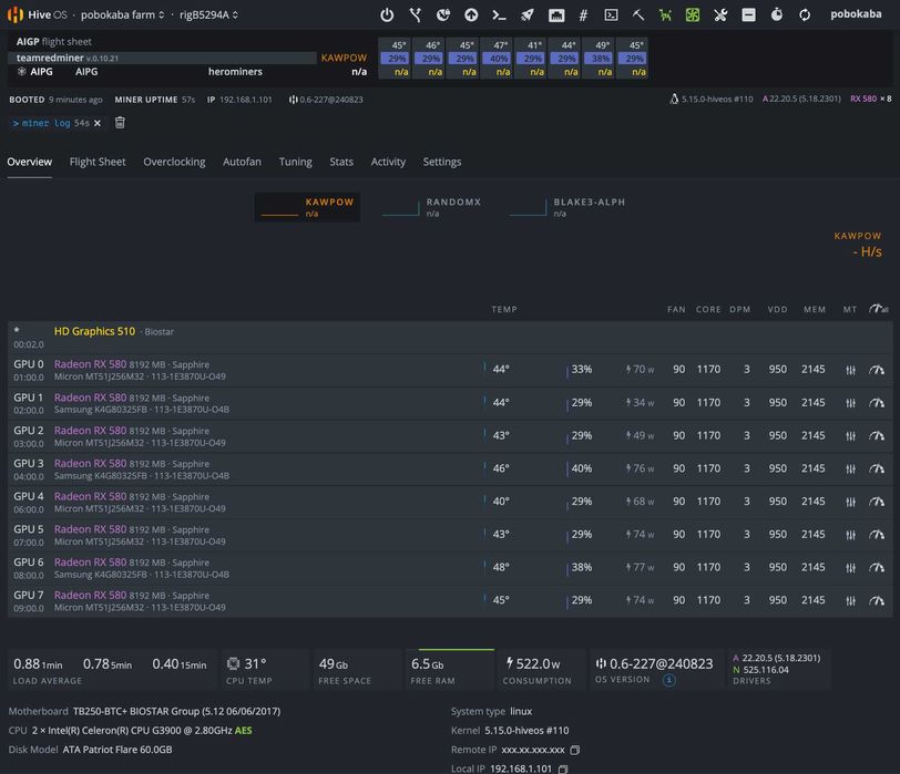 Koparka kryptowalut z pełnym wyposażeniem - 8x Radeon RX 580