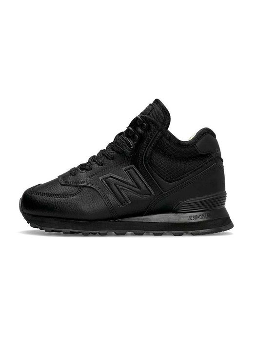 Кросівки зимові New Balance 574 чорні високі з хутром підліткові жіноч