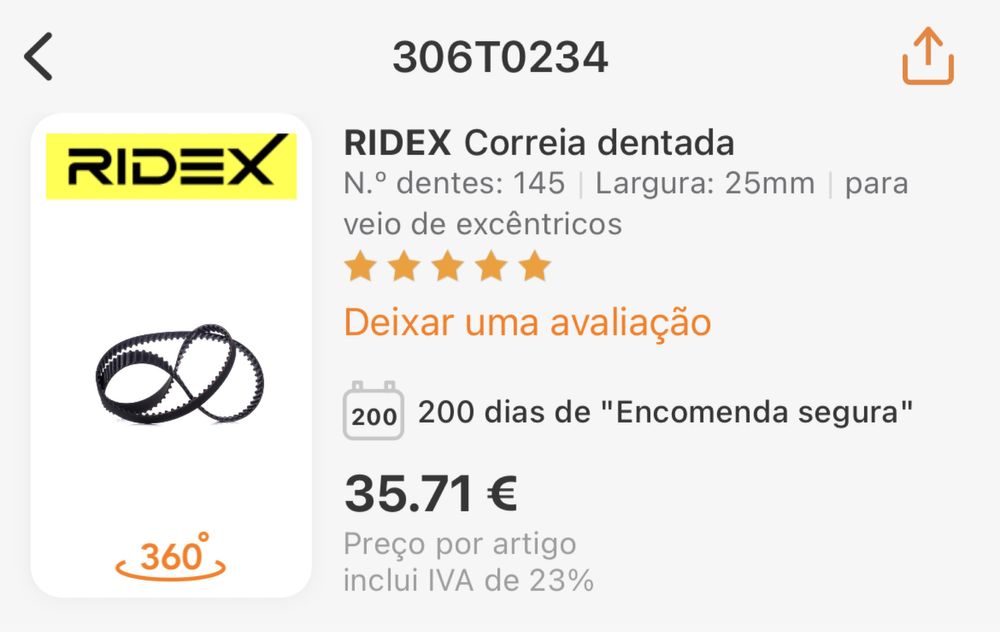 Correia dentada Ridex Audi, Seat, Skoda, VW, MAN