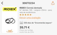 Correia dentada Ridex Audi, Seat, Skoda, VW, MAN