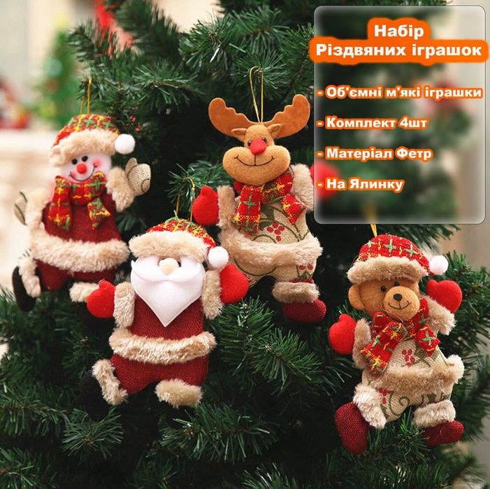 Набір новорічних іграшок на ялинку з фетру — тепло і затишок