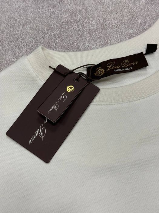 ЦЕНА БЫЛА 2200! Женский свитшот Loro Piano белая хлопковая кофта осень