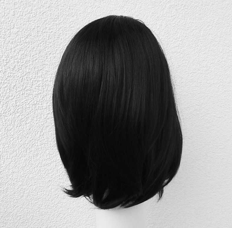 Loki Marvel cosplay wig czarna peruka bez grzywki z zaczesem bob