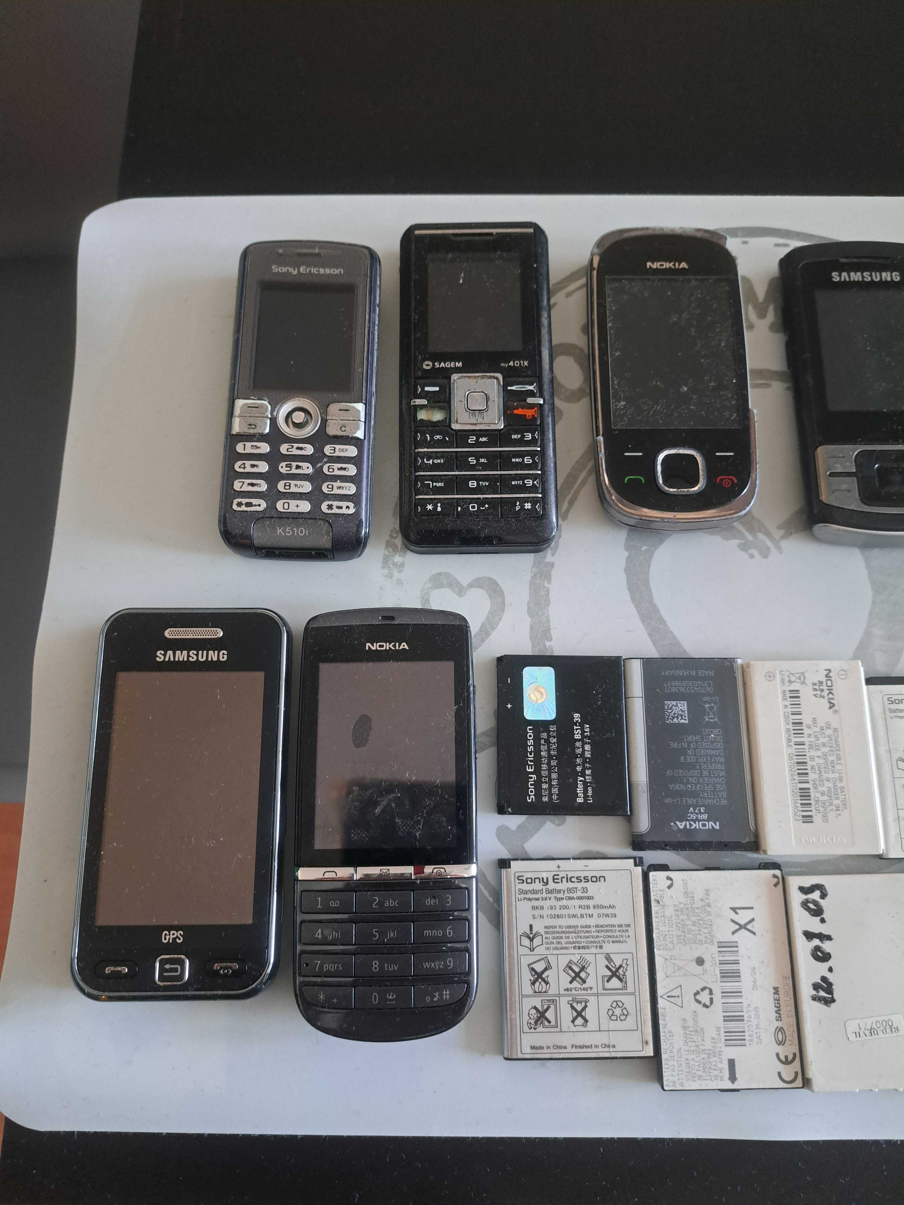 9 telefonów, baterie, mp3