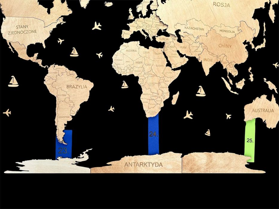 Mapa Świata z Antarktydą 150x90m Winchester prezent, ozdoba