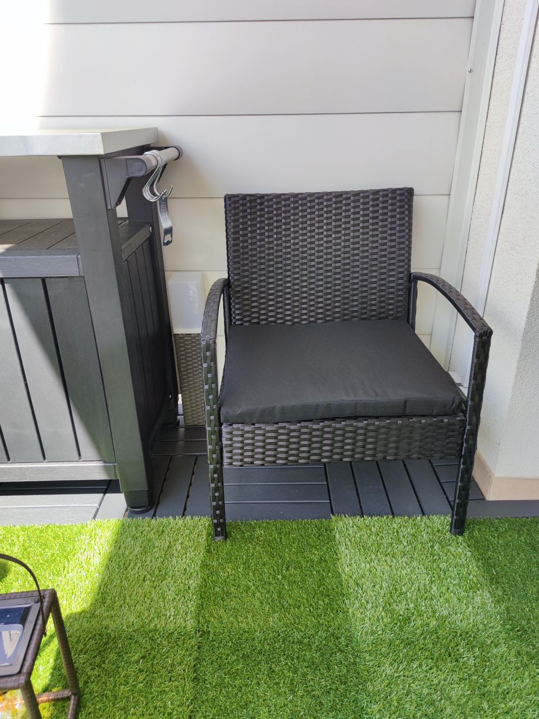 Nowe krzesło ogrodowe z poduszką technorattan czarne