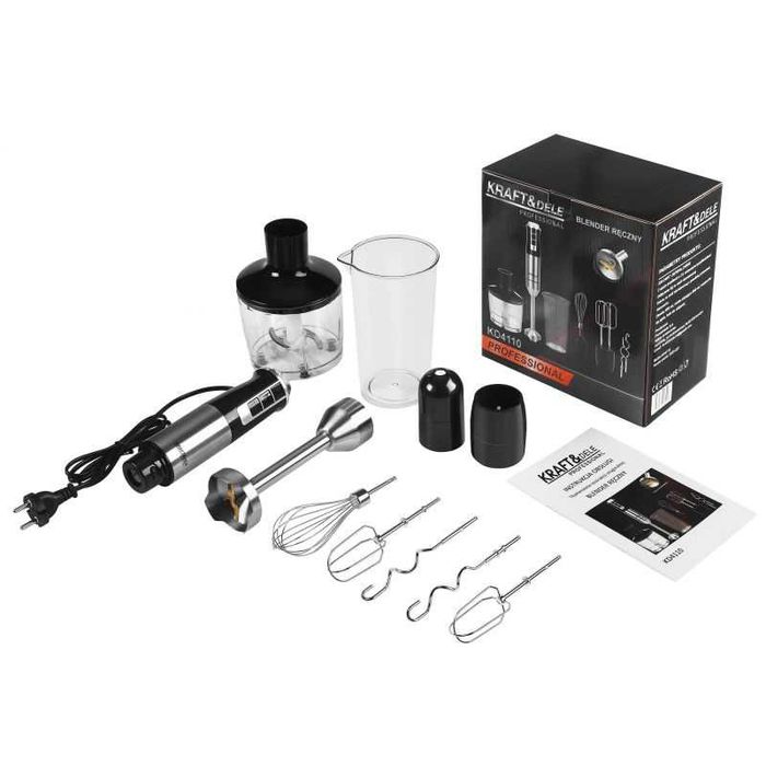 BLENDER MIKSER RĘCZNY 1500W SREBRNY LED + kielich akcesoria Kd4110