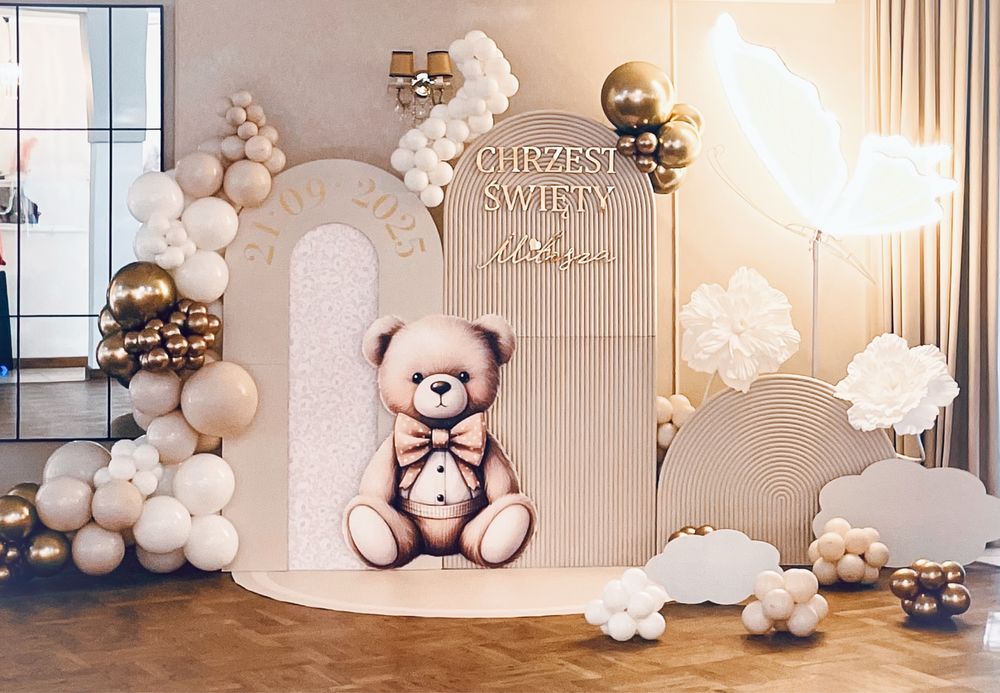 Ścianka zdjęciowa balonowa chrzest roczek urodziny event firmowy