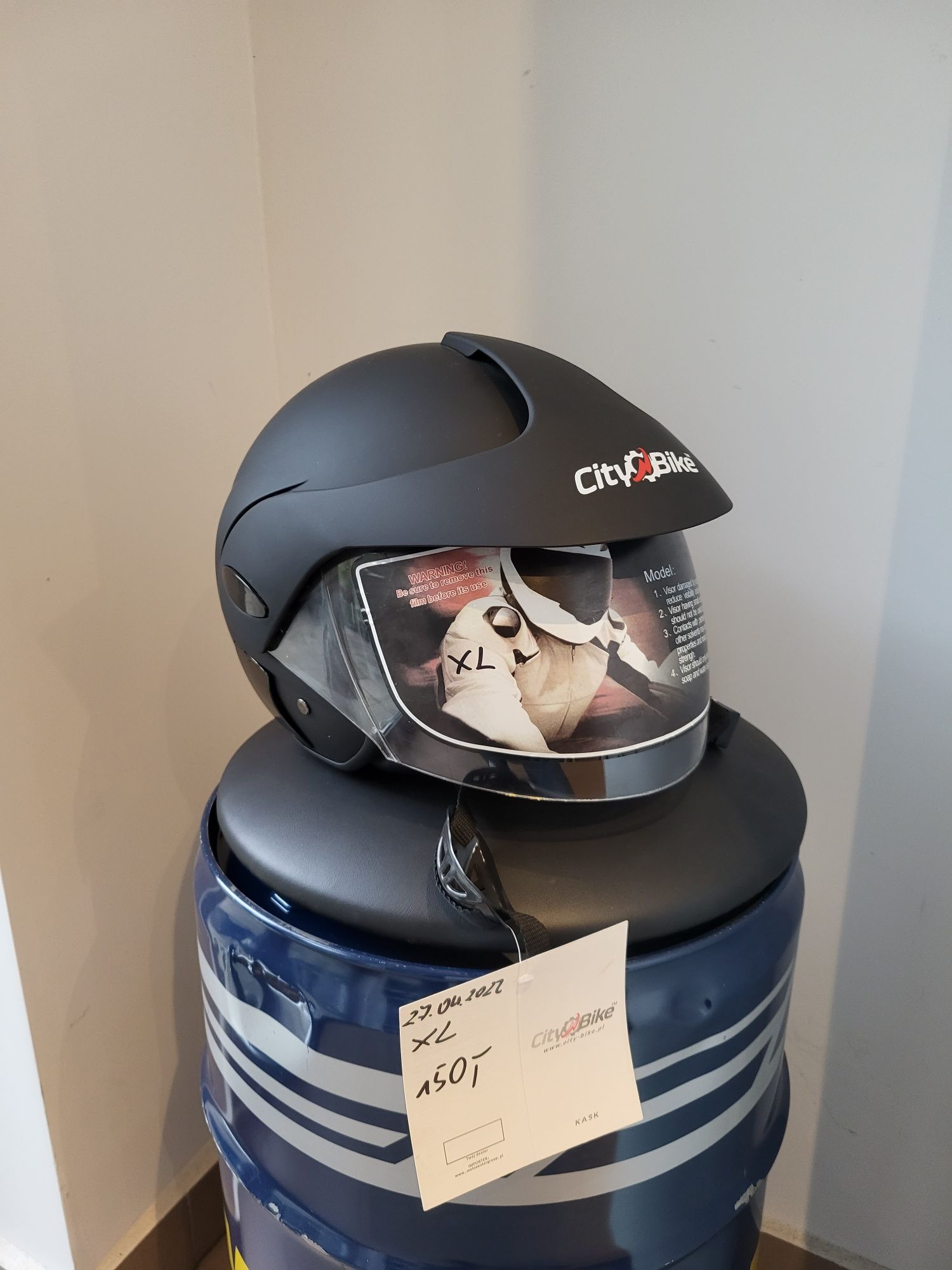 Kask otwarty citybike nowy rozmiar XL czarny mat